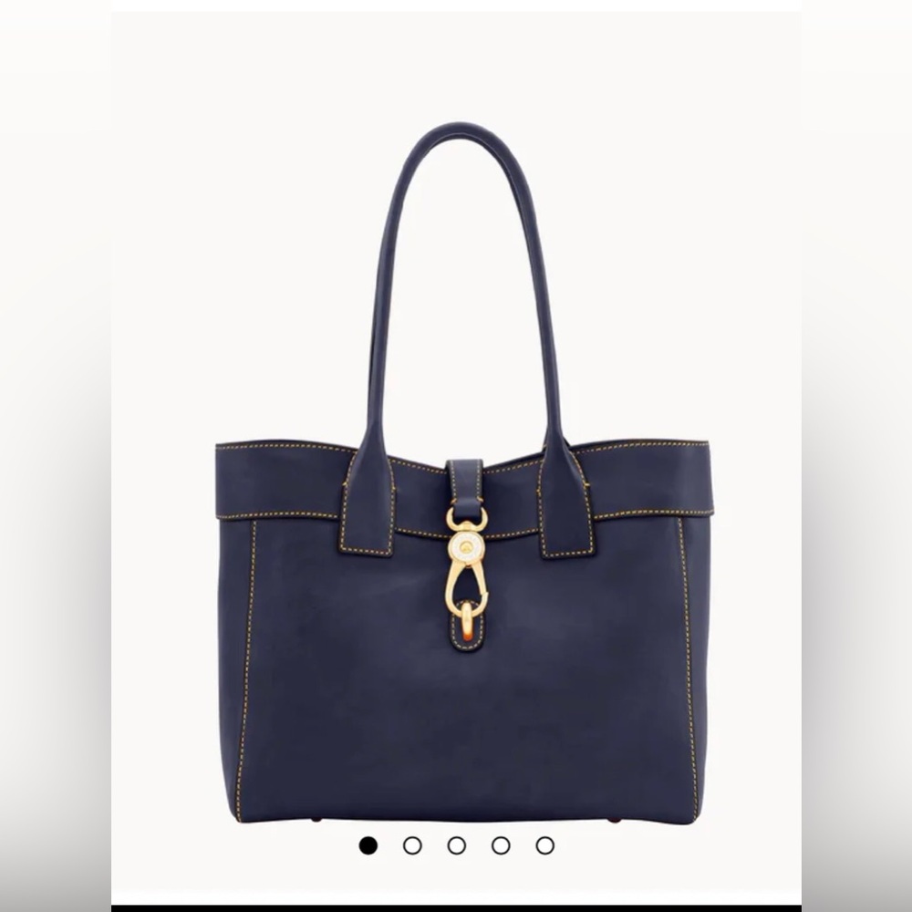 Dooney & Bourke Florentine Leather Large Amelie Navy Shoulder Bag Coastal